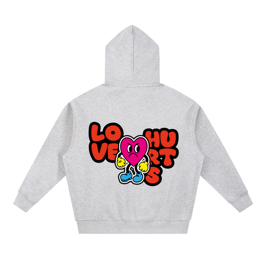 'Love Hurts' Essential Oversized Boxy Fit Fleece Hoodie
