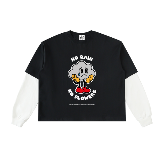 'No Rain No Flowers' Layered Sleeve T-Shirt