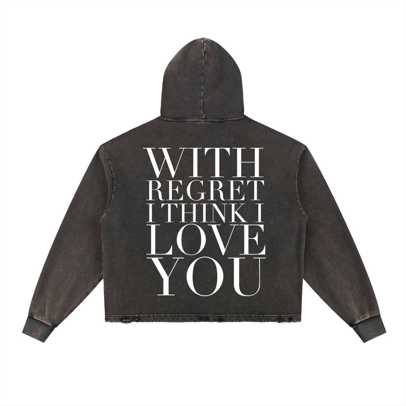 'With Regret' Frayed-Hem Hoodie
